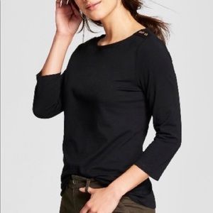 Black Top w/ Gold Buttons on Both Shoulders L